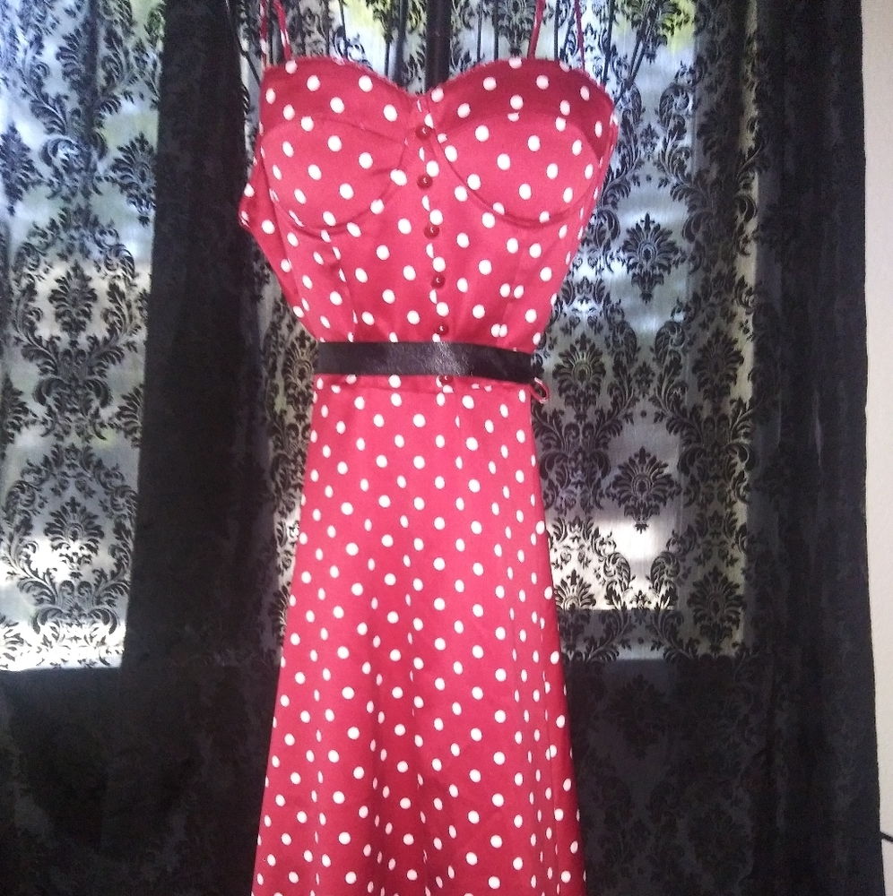 Satin Polka dot pin up dress